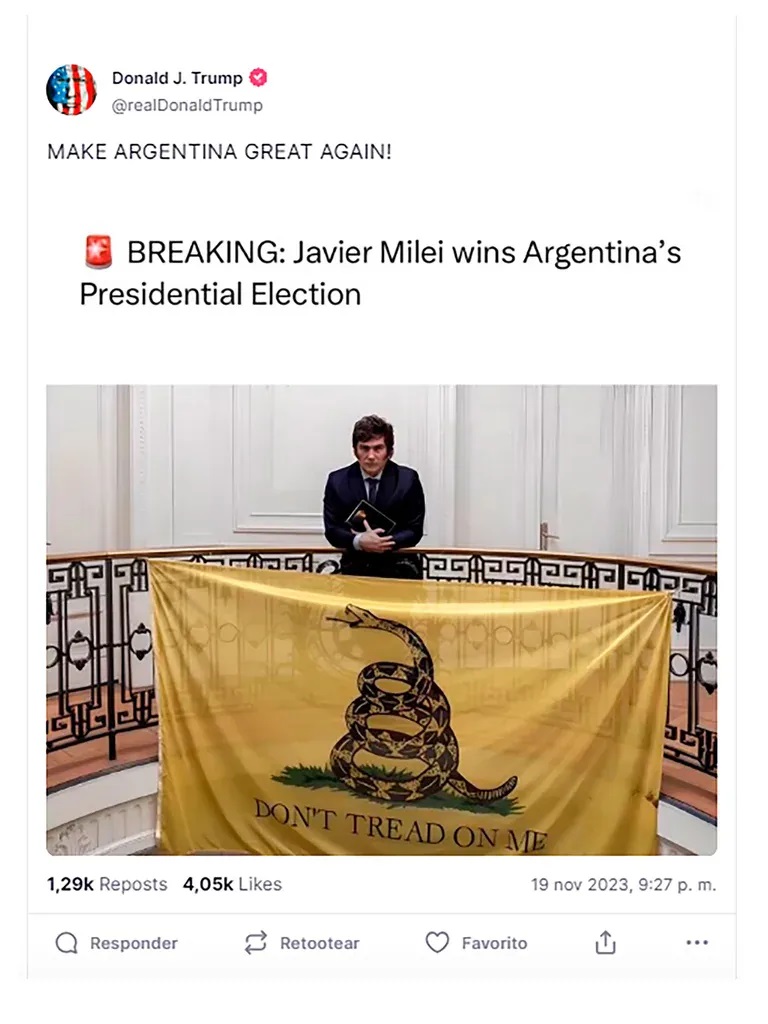 Donald Trump felicitó a Javier Milei, el presidente electo de Argentina