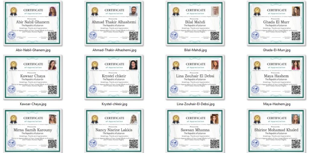 Comunicado de prensa emitido por el Observatorio: homenaje a periodistas y comunicadores en la República del Líbano.