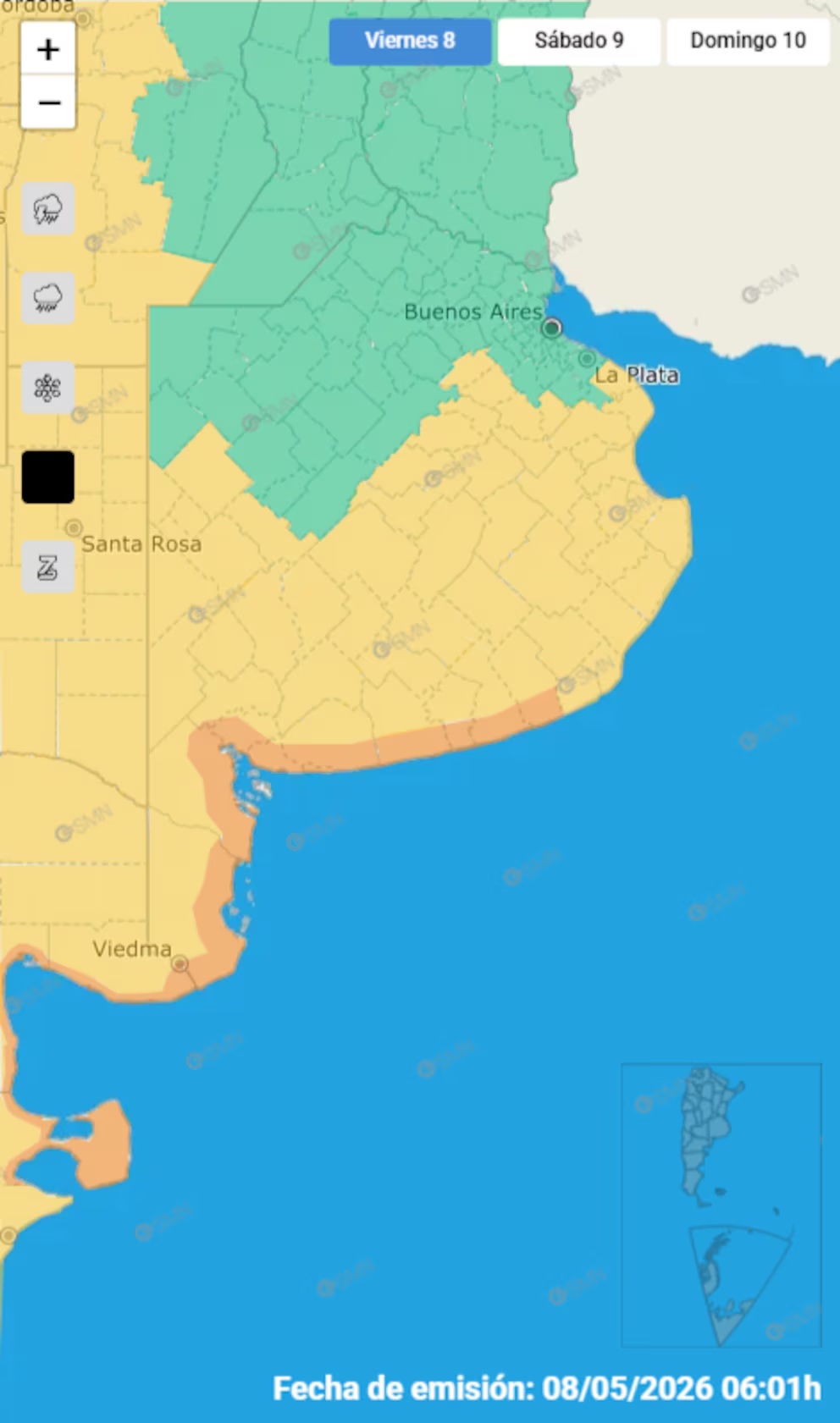 La provincia de Buenos Aires, bajo alerta: más de 10 municipios suspendieron las clases y esperan fuertes vientos